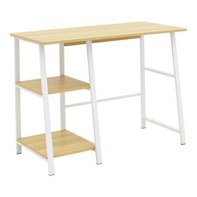 Γραφείο εργασίας Art Maison Jirachi με ράφια mdf σε ανοιχτό καρυδί με λευκή απόχρωση 100x48x75εκ