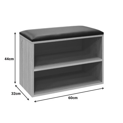 Παπουτσοθήκη-Σκαμπό Art Maison Venomoth 4 ζεύγων με μαξιλάρι σε γκρι-oak απόχρωση 60x32x44εκ