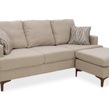 Γωνιακός καναπές με σκαμπό Art Maison Tuscumbia - Beige (185x140x70εκ.)