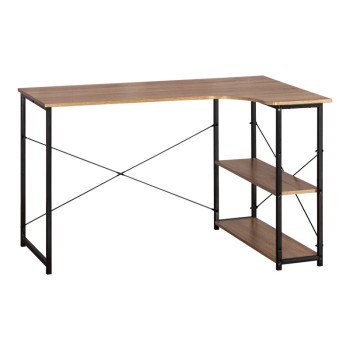Γωνιακό γραφέιο Art Maison Morlin δεξιά γωνία σε oak απόχρωση με μαύρο μέταλλο 120x73x75εκ