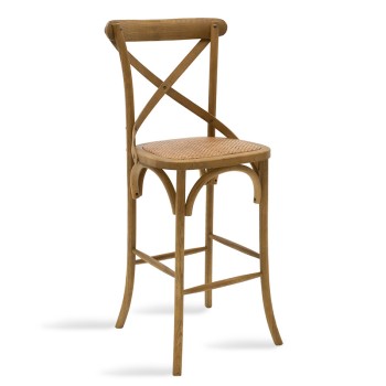Σκαμπό μπαρ Art Maison Anoia - Rattan Walnut (45x52x116εκ)