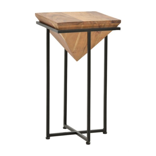Βοηθητικό τραπέζι σαλονιού Art Maison Zeccone μασίφ ξύλο ακακίας - Wallnut Black (29x29x54εκ.)