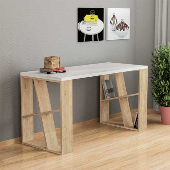 Γραφείο Art Maison Kabuto χρώμα λευκό - light oak 140x60x75εκ