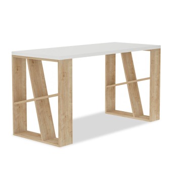 Γραφείο Art Maison Kabuto χρώμα λευκό - light oak 140x60x75εκ