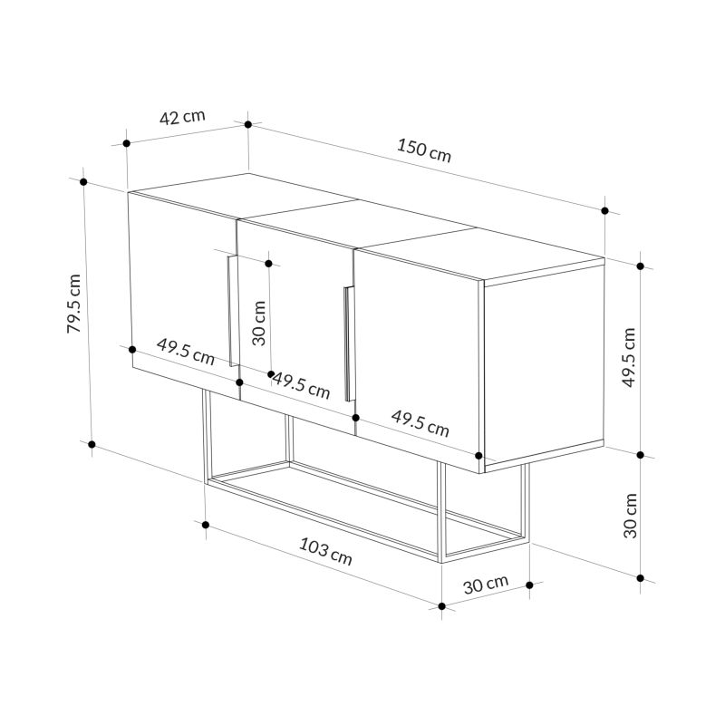 Μπουφές Art Maison Ancona - Gray Mocca White (150x42x79.5εκ )