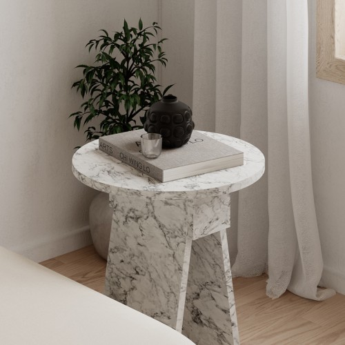 Βοηθητικό τραπέζι Art Maison Carrara - White (Φ42x50εκ.)