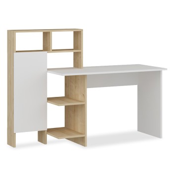 Γραφείο με βιβλιοθήκη Art Maison Volongo - White Natural (120x60x112εκ.)