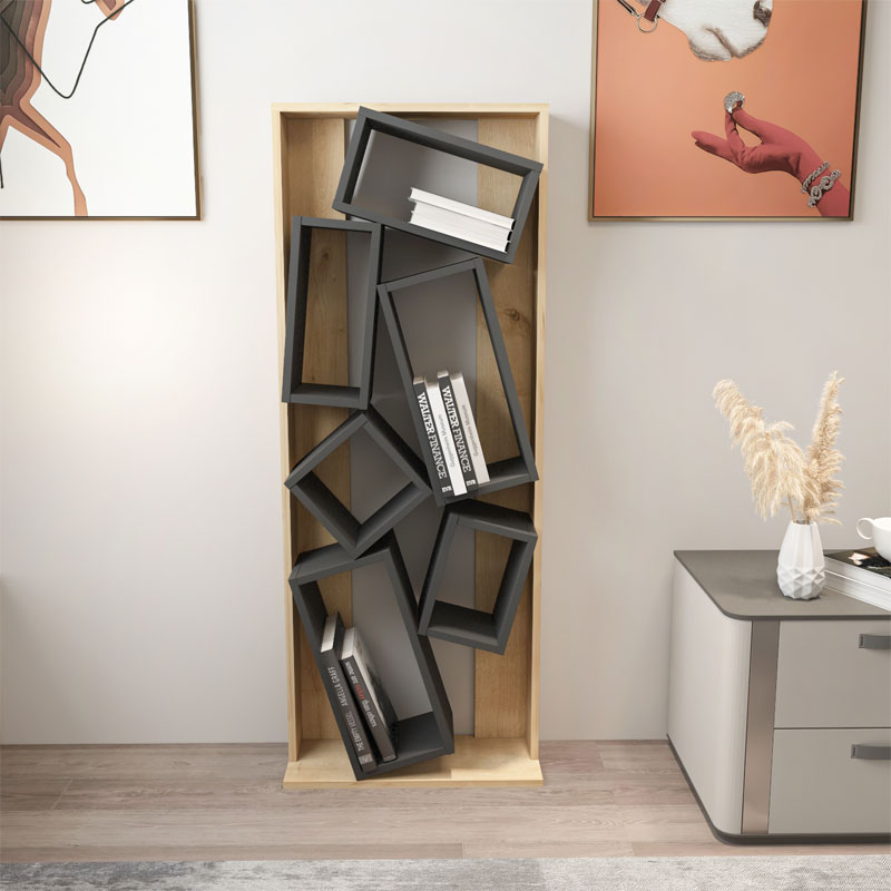 Βιβλιοθήκη Art Maison Lucca - Charcoal Natural (60x24x153,6εκ) Βιβλιοθήκη Art Maison Lucca - Charcoal Natural (60x24x153,6εκ)