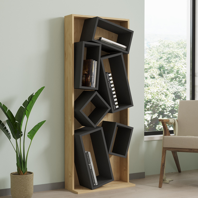 Βιβλιοθήκη Art Maison Lucca - Charcoal Natural (60x24x153,6εκ) Βιβλιοθήκη Art Maison Lucca - Charcoal Natural (60x24x153,6εκ)