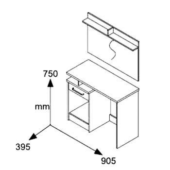Τουαλέτα κρεβατοκάμαρας με καθρέπτη και σκαμπό Art Maison Moline - Wenge (90,5x39,5x75εκ.)
