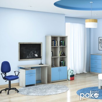 Βιβλιοθήκη παιδική Art Maison Klamath - Natural Blue (80,5x36,5x183,5εκ.)