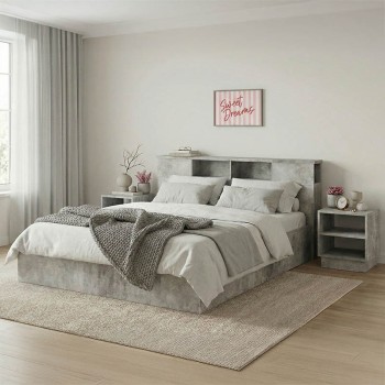 Κρεβάτι διπλό Με Ράφια Art Maison Αλεσσάντρια - Charcoal (Για στρώμα 160x200εκ)