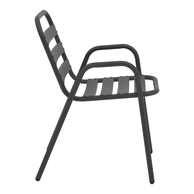 Πολυθρόνα Art Maison Barracuda στοιβαζόμενη ανθρακί μέταλλο με φέτες αλουμινίου 45x62x76εκ