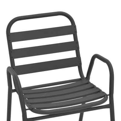 Πολυθρόνα Art Maison Barracuda στοιβαζόμενη ανθρακί μέταλλο με φέτες αλουμινίου 45x62x76εκ
