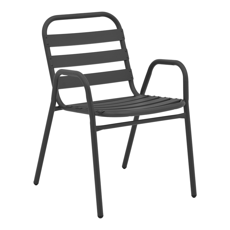 Πολυθρόνα Art Maison Barracuda στοιβαζόμενη ανθρακί μέταλλο με φέτες αλουμινίου 45x62x76εκ