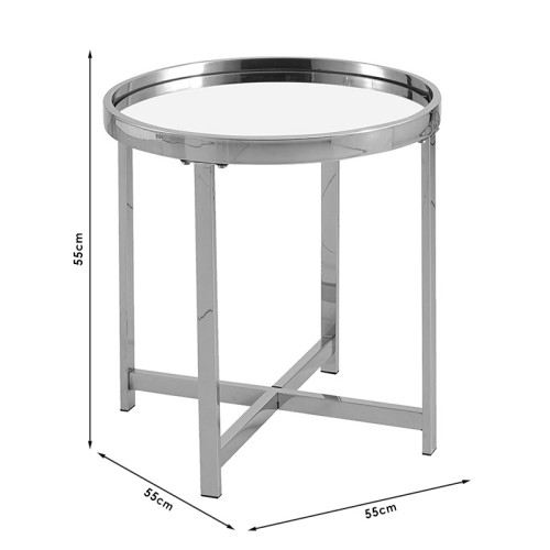 Βοηθητικό τραπέζι Art Maison Όλμπια - Silver Glass (Φ55x55εκ)