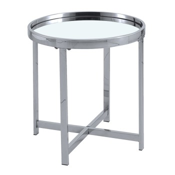 Βοηθητικό τραπέζι Art Maison Όλμπια - Silver Glass (Φ55x55εκ)