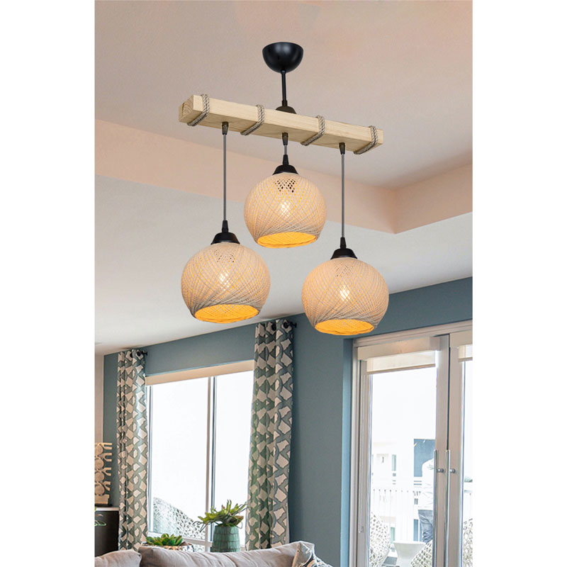 Φωτιστικό οροφής τρίφωτο Art Maison Λα Σπέτσια - Cream Natural (50x20x63εκ)