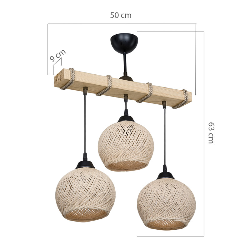 Φωτιστικό οροφής τρίφωτο Art Maison Λα Σπέτσια - Cream Natural (50x20x63εκ)