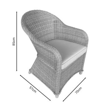 Πολυθρόνα κήπου Art Maison Scuttle rattan καφέ- textilene μπεζ 70x57x85εκ