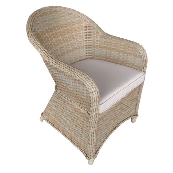 Πολυθρόνα κήπου Art Maison Scuttle rattan καφέ- textilene μπεζ 70x57x85εκ
