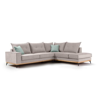 Γωνιακός καναπές αριστερή γωνία Art Maison Italy - Light Gray Ciel (290x235x95εκ)