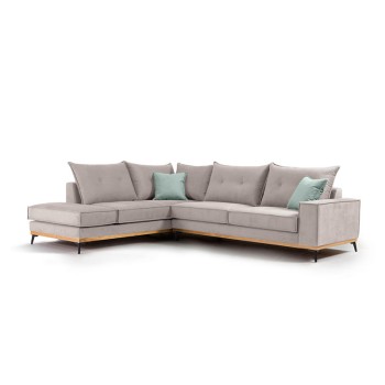 Γωνιακός καναπές δεξιά γωνία Art Maison Italy - Light Gray Ciel (290x235x95εκ)