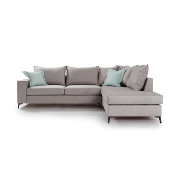Γωνιακός καναπές αριστερή γωνία Art Maison Asia - Light Gray Ciel (290x235x90εκ)