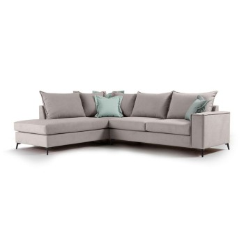 Γωνιακός καναπές δεξιά γωνία Art Maison Asia - Light Gray Ciel (290x235x90εκ)