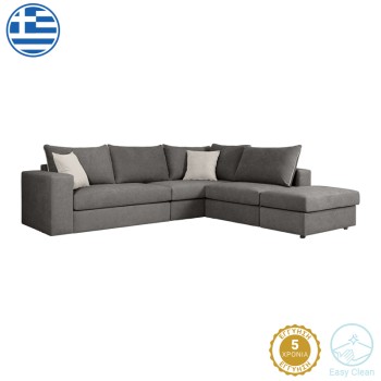 Πολυμορφικός-αναστρέψιμος καναπές Art Maison Meeko ποντικί χρώμα ύφασμα με μαξιλάρια σε απόχρωση ανοιχτό γκρι 296x246x95εκ