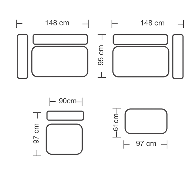 Πολυμορφικός-αναστρέψιμος καναπές Art Maison Meeko ανοιχτό γκρι ύφασμα με μαξιλάρια σε ποντικί απόχρωση 296x246x95εκ
