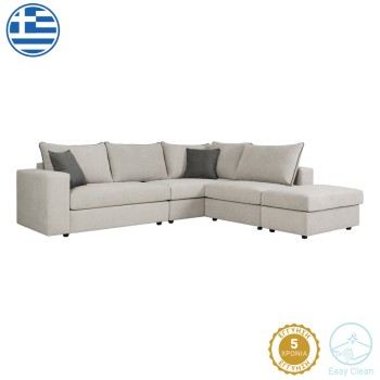 Πολυμορφικός-αναστρέψιμος καναπές Art Maison Meeko ανοιχτό γκρι ύφασμα με μαξιλάρια σε ποντικί απόχρωση 296x246x95εκ