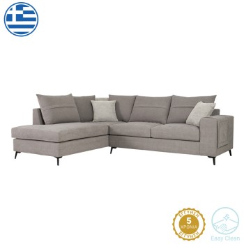 Γωνιακός καναπές δεξιά γωνία Art Maison Marlin γκρι ύφασμα με μαξιλάρια σε απόχρωση ανοιχτό γκρι 275x215x93εκ