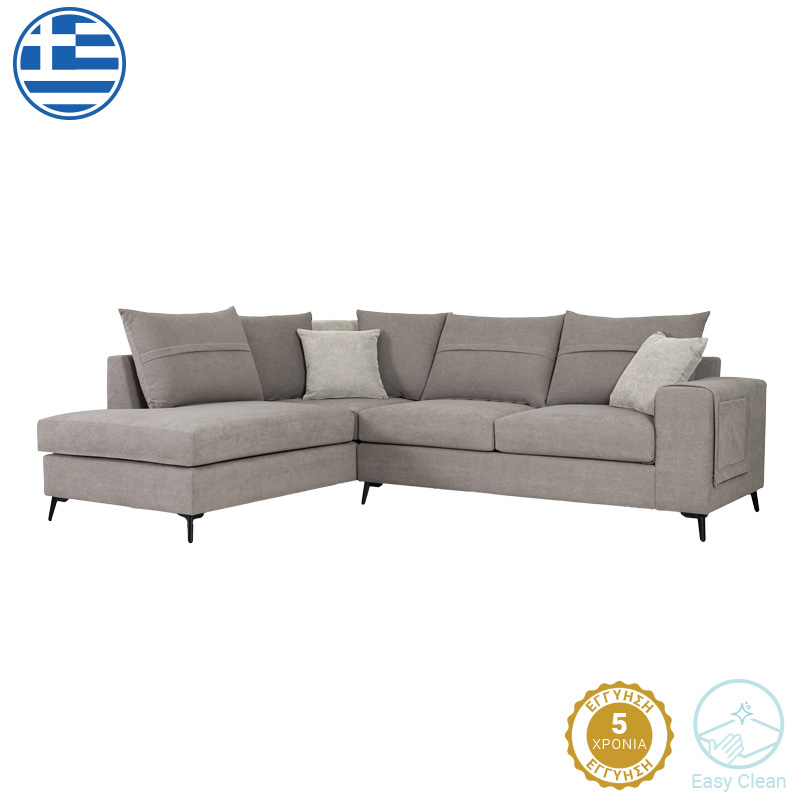 Γωνιακός καναπές δεξιά γωνία Art Maison Marlin γκρι ύφασμα με μαξιλάρια σε απόχρωση ανοιχτό γκρι 275x215x93εκ Γωνιακός καναπές δεξιά γωνία Art Maison Marlin γκρι ύφασμα με μαξιλάρια σε απόχρωση ανοιχτό γκρι 275x215x93εκ