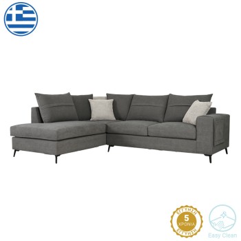 Γωνιακός καναπές δεξιά γωνία Art Maison Marlin ποντικί ύφασμα με μαξιλάρια σε απόχρωση ανοιχτό γκρι 275x215x93εκ