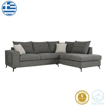 Γωνιακός καναπές αριστερή γωνία Art Maison Marlin ποντικί ύφασμα με μαξιλάρια σε απόχρωση ανοιχτό γκρι 275x215x93εκ