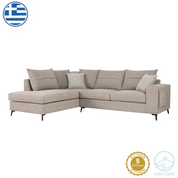 Γωνιακός καναπές δεξιά γωνία Art Maison Marlin γκρι-μπεζ ύφασμα με μαξιλάρια σε απόχρωση ανοιχτό γκρι 275x215x93εκ