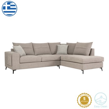 Γωνιακός καναπές αριστερή γωνία Art Maison Marlin γκρι-μπεζ ύφασμα με μαξιλάρια σε απόχρωση ανοιχτό γκρι 275x215x93εκ