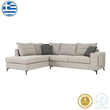 Γωνιακός καναπές δεξιά γωνία Art Maison Marlin ανοιχτό γκρι ύφασμα με μαξιλάρια σε ποντικί απόχρωση 275x215x93εκ