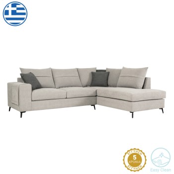 Γωνιακός καναπές αριστερά γωνία Art Maison Marlin ανοιχτό γκρι ύφασμα με μαξιλάρια σε ποντικί απόχρωση 275x215x93εκ