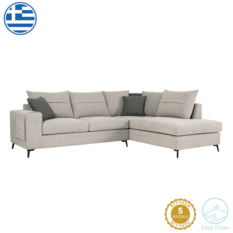 Γωνιακός καναπές αριστερά γωνία Art Maison Marlin ανοιχτό γκρι ύφασμα με μαξιλάρια σε ποντικί απόχρωση 275x215x93εκ Γωνιακός καναπές αριστερά γωνία Art Maison Marlin ανοιχτό γκρι ύφασμα με μαξιλάρια σε ποντικί απόχρωση 275x215x93εκ