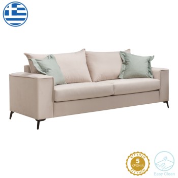 Καναπές Art Maison Louie 3θέσιος κρεμ ύφασμα με μαξιλάρια σε μέντα απόχρωση 225x93x100εκ