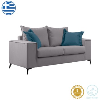 Καναπές Art Maison Louie 2θέσιος ανοιχτό γκρι ύφασμα με μαξιλάρια σε μπλε απόχρωση 173x93x100εκ