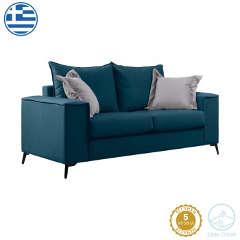 Καναπές Art Maison Louie  2θέσιος μπλε ύφασμα με μαξιλάρια σε απόχρωση ανοιχτό γκρι 173x93x100εκ