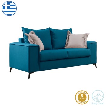 Καναπές Art Maison Louie  2θέσιος πετρόλ ύφασμα με μαξιλάρια σε μπεζ απόχρωση 173x93x100εκ