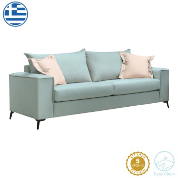 Καναπές Art Maison Louie 3θέσιος μέντα ύφασμα με μαξιλάρια σε κρεμ απόχρωση 225x93x100εκ