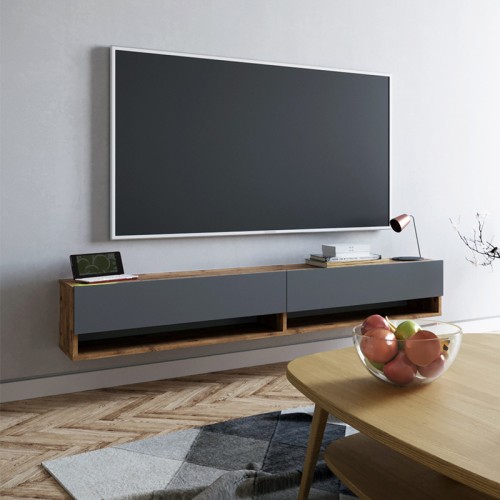 Έπιπλο τηλεόρασης Art Maison Trentino - Oak Charcoal (180x31,5x29,5εκ.)