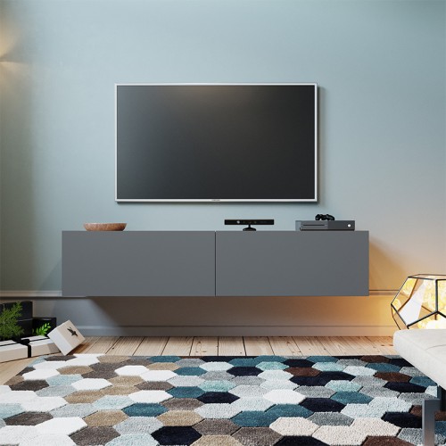 Έπιπλο τηλεόρασης επιτοίχιο Art Maison Αλγκέρο - Charcoal (140x31,5x29,5εκ)