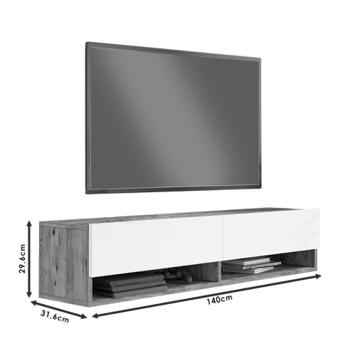 Έπιπλο τηλεόρασης επιτοίχιο Art Maison Άλμπα - Charcoal Sonoma (140x31.6x29.6εκ)