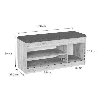 Έπιπλο εισόδου- σκαμπό- παπουτσοθήκη Art Maison Throh σε oak απόχρωση 100x37.2x50εκ